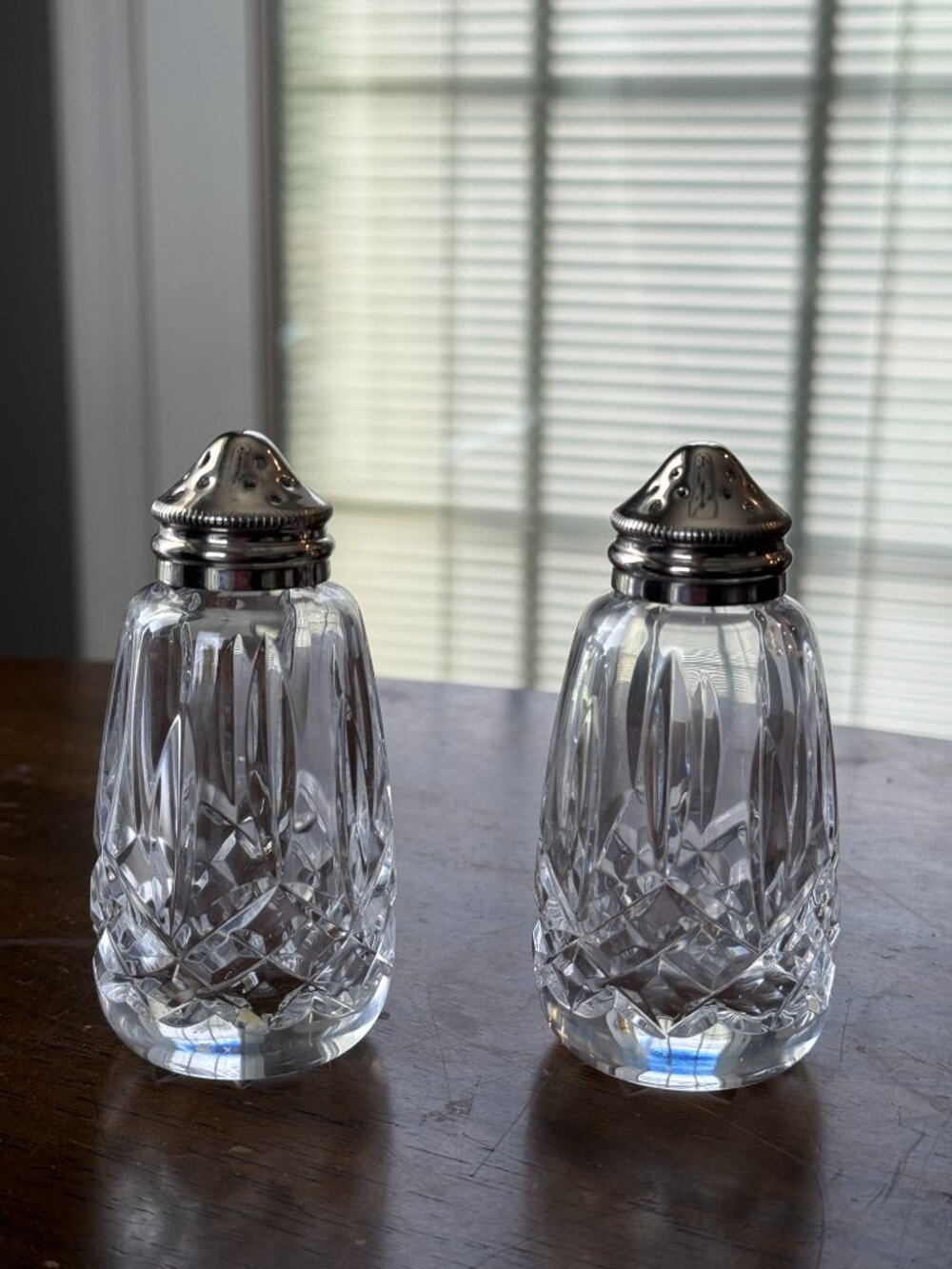 Waterford Lismore Crystal Salt Pepper Shakers Set Made in Ireland Original Box